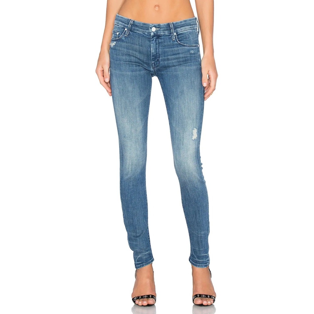 Mother Jeans Womens 28 The Looker Skinny Graffiti Girl Blue Distressed Denim